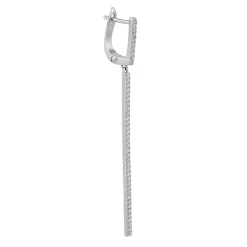 Alternative view of 925 Sterling Silver Clear CZ Dangling Bar Earrings