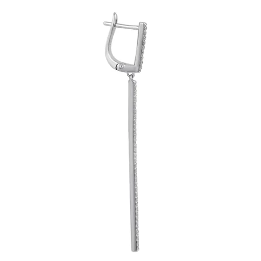 925 Sterling Silver Clear CZ Dangling Bar Earrings - Image 3