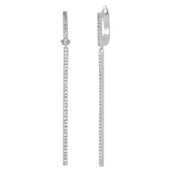 925 Sterling Silver Clear CZ Dangling Bar Earrings