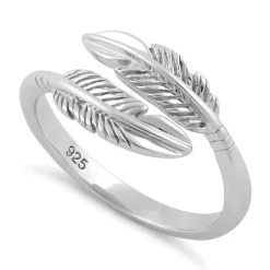 925 Sterling Silver Double Feather Ring