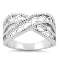 Alternative view of 925 Sterling Silver Elegant Overlapping Waves Ring