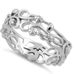 925 Sterling Silver Floral Band Ring