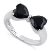 925 Sterling Silver Bow Heart Cut Black CZ Ring