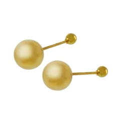 14 Karat Yellow Gold Polish Ball Screw Backing Ball Stud Earrings With Ball Screw Back