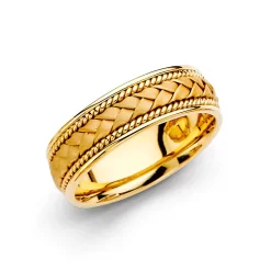 14 Karat Yellow Gold Polished 6mm Braided Wedding Band