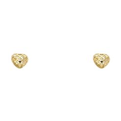 14 Karat Yellow Gold CZ Heart Stud With Screw Back