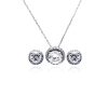 925 Sterling Silver Rhodium Plated Clear Round Circle CZ Stud Earring and Necklace Set