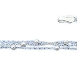 925 Sterling Silver Layers Beads Italian Bracelet Length-7+1inch Beads-1.7mm