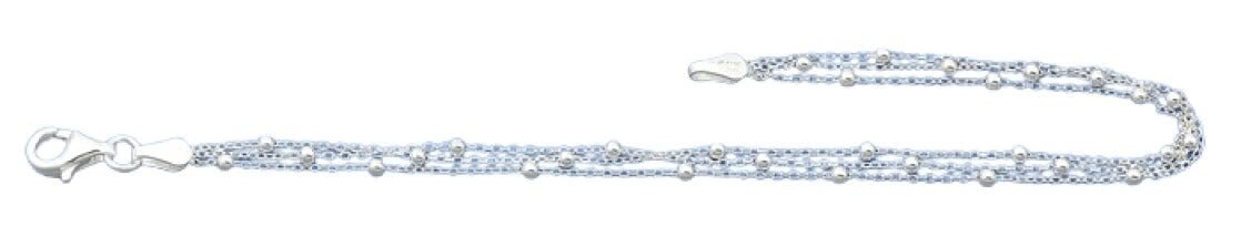 925 Sterling Silver Layers Beads Italian Bracelet Length-7+1inch Beads-1.7mm
