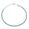 925 Sterling Silver Rhodium Plated Emerald Green CZ Tennis Bracelet