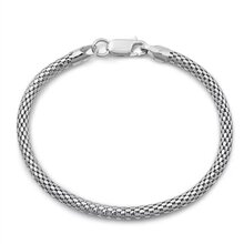 925 Sterling Silver Rhodium Plated Italian Mesh Bracelet
