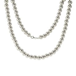 925 Sterling Silver Italian 8 MM Solid Bead Bracelet
