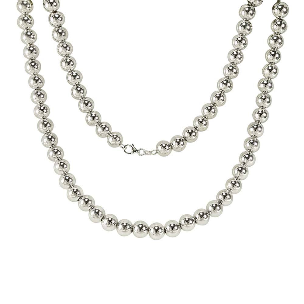 925 Sterling Silver Italian 8 MM Solid Bead Bracelet