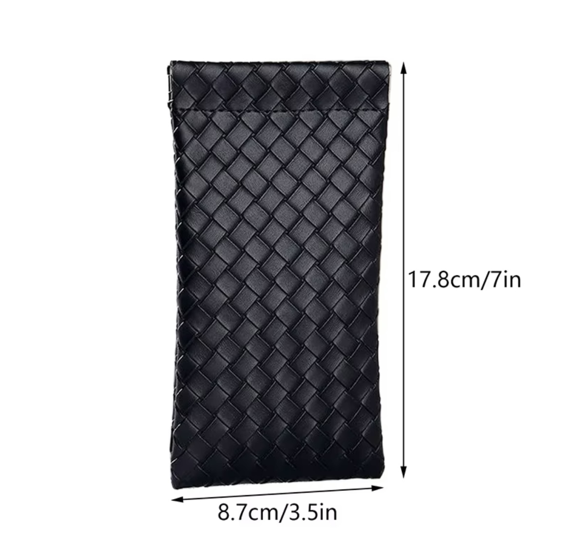 Simple Woven Leather Glasses Case Green - Image 2