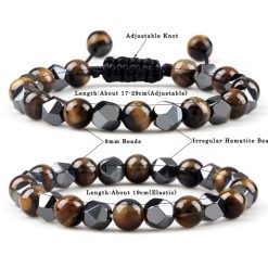 Alternative view of 8mm Black Hematite And Tiger Eye Bead Bracelet