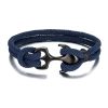 Anchor Double Strand Bracelets Dark Blue 8inc