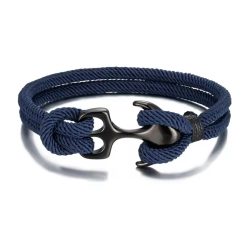 Anchor Double Strand Bracelets Dark Blue 8inc