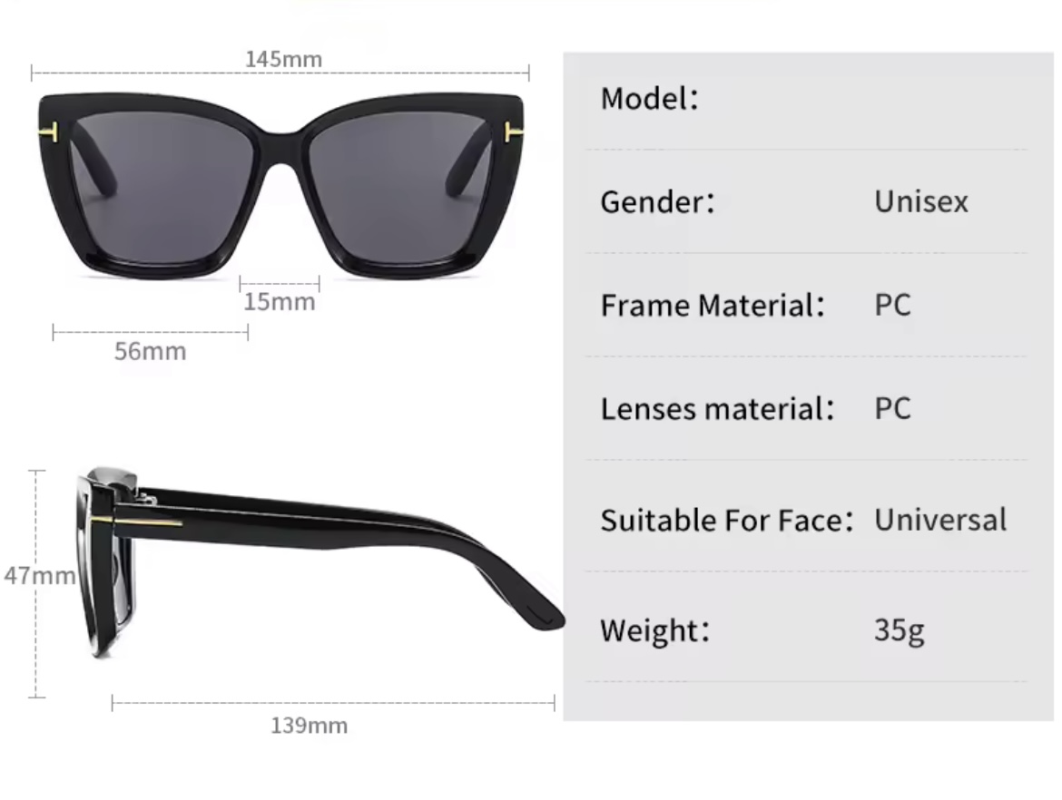 Black & Leopard/Grey Cat Eye Oversized Sunglasses - Image 3