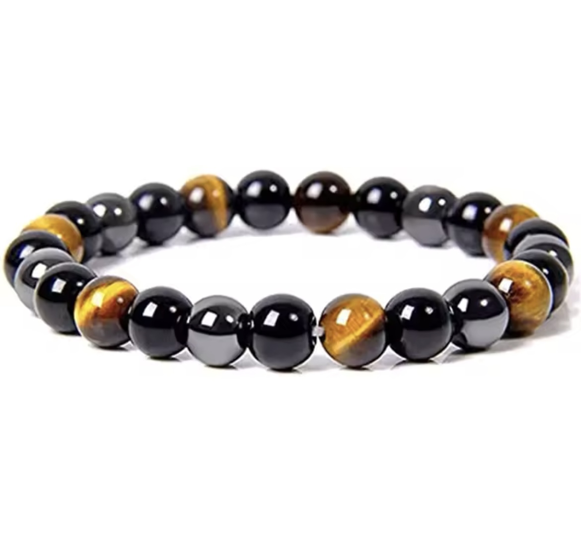 Hematite Tiger Eye Obisidian Bracelet 8mm