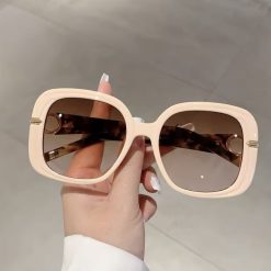 Alternative view of Beige-Tea-Pink Oversized Sunglasses With Gold Details