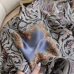 Gray Base Silk Satin Scarf