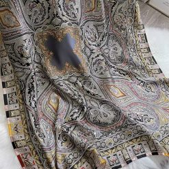 Alternative view of Gray Base Silk Satin Scarf