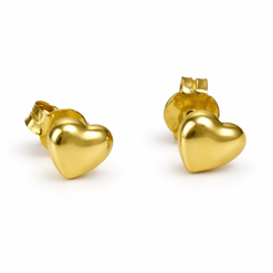18 Karat Gold Heart Shaped Stud With Push Back