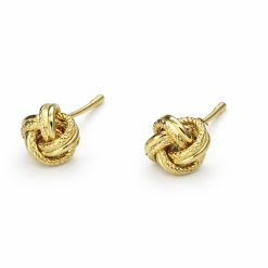 18 Karat Italian Gold Knot Stud Earrings With Push Back - 8mm