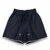 Black Hand Beaded Pearl Trim Linen Shorts