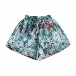 Tie & Die Hand Beaded Pearl Trim Linen Shorts