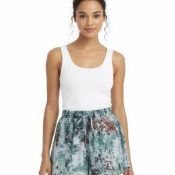 Alternative view of Tie & Die Hand Beaded Pearl Trim Linen Shorts