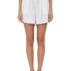 Alternative view of Off White Hand Beaded Pearl Trim Linen Shorts