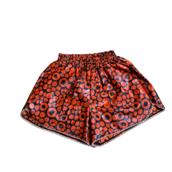 Orange And Black Hand Beaded Pearl Trim Guinea Shorts