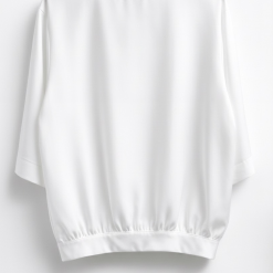 White Tie Back Blouse With Sporty Neckline