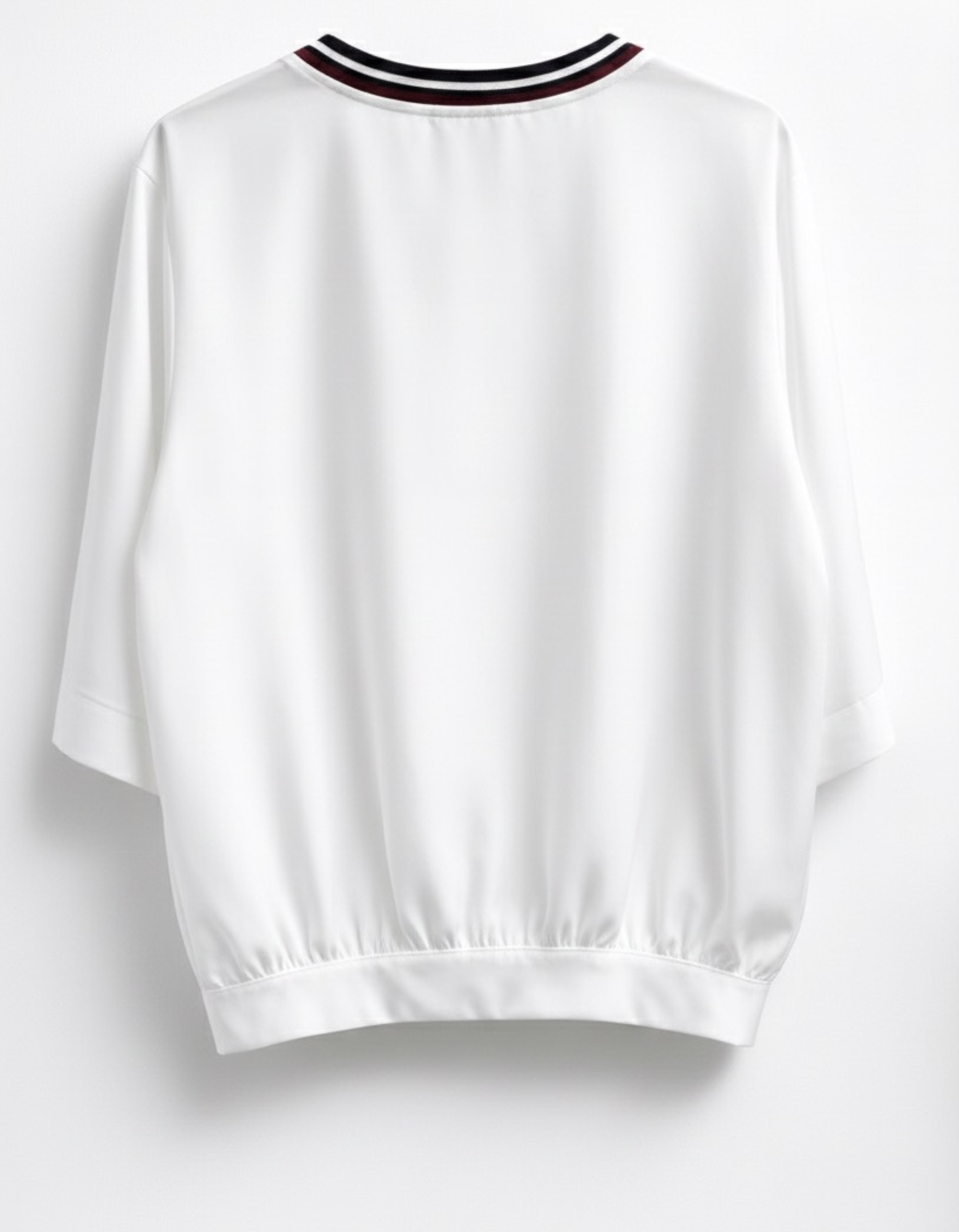 White Tie Back Blouse With Sporty Neckline