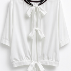 Alternative view of White Tie Back Blouse With Sporty Neckline