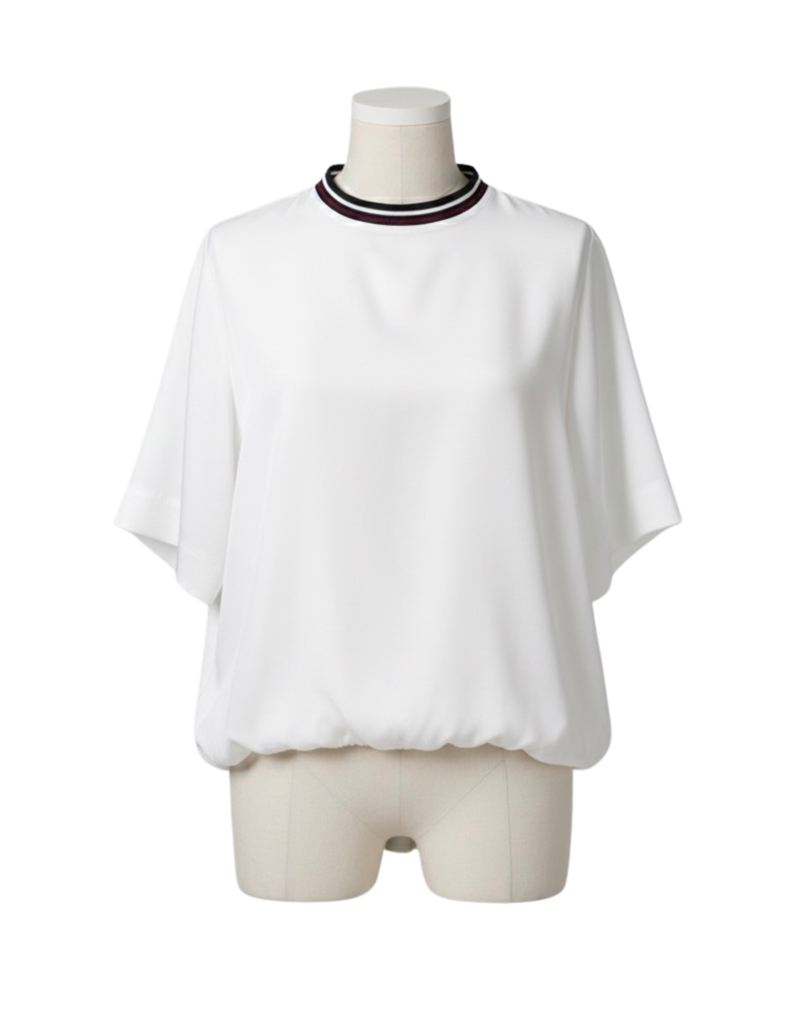White Tie Back Blouse With Sporty Neckline - Image 3