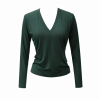 Forest Green Long-Sleeve V-Neck Mesh Top