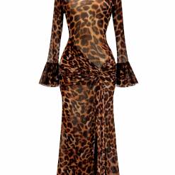 Leopard Print Ethereal Twist Maxi Dress