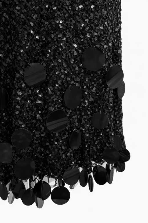 Black Sequine Dress With Dangling Sequine disks - Image 3
