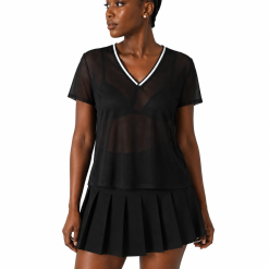Alternative view of Black Mesh Contrast V Tee