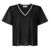 Black Mesh Contrast V Tee