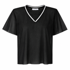 Black Mesh Contrast V Tee