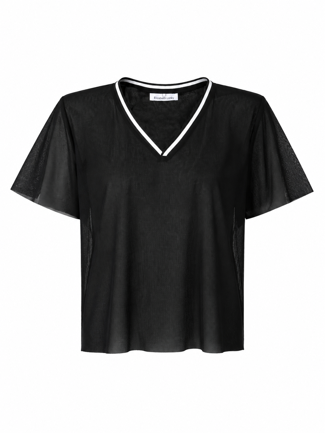 Black Mesh Contrast V Tee