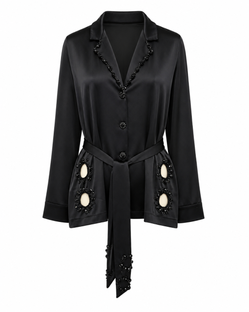 Black Embellished Dooshima Set - Image 2