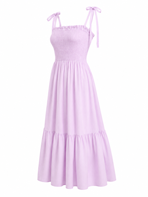 Pink Stripped Maxi Dress With Pockets - Image 2