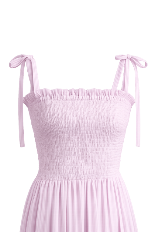 Pink Stripped Maxi Dress With Pockets - Image 3