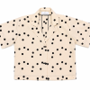 Beige Polka Dot Crop Shirt With Back Bow