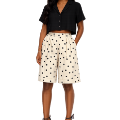 Alternative view of Black Linen Crop Shirt With Bow Back Detail