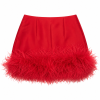 Red Short Skirt With Feather Helm